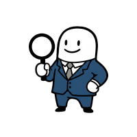 Mr. CrossBoss, the CrossBoss mascot, holding a magnifying glass